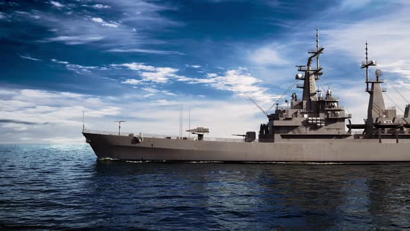 American Modern Warship On The Background Of Sky alt