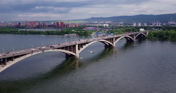 Flight Over the River Road Bridge City and Mountain View