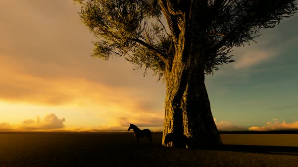 Big Tree And Horse