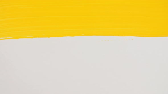 Abstract Brushstrokes of Yellow Paint Brush Applied Isolated on a White Background