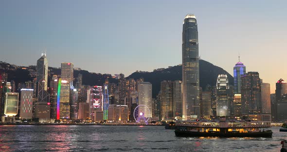 Victoria harbor at night 