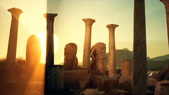 Old Roman Temple Ruins at Sunset alt