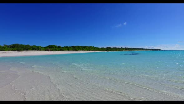 Aerial top view travel of exotic bay beach trip by aqua blue water with bright sandy background of a