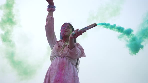 Indian Festival Holi Celebration Slowmotion