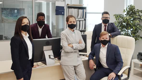 Portrait of Confident Businesspeople in Face Masks