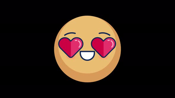 Animated Emoji In Love Face Infinite loop alpha channel transparent background 4K