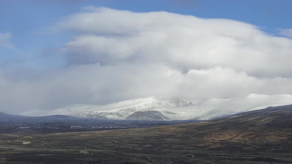 Timelapse Of Spectacular Snohetta View Point With White Clouds Moving in Dovrefjell Mountains Hjerki