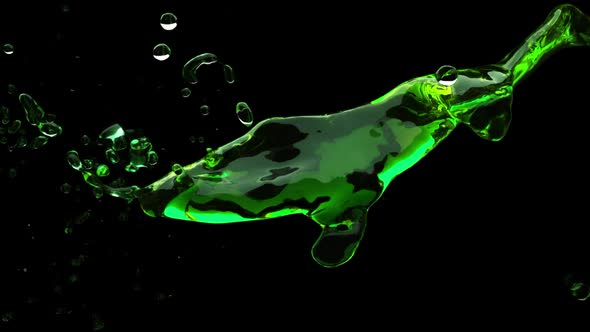 Green colour splash in the air. Shot with high speed camera