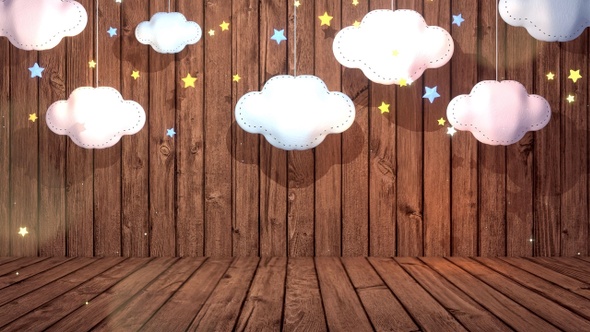 Clouds Paper Craft And Wooden Wall
