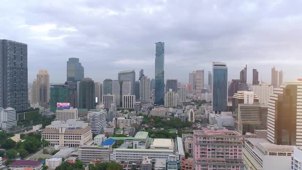 4K aerial drone footage of Bangkok skyline.