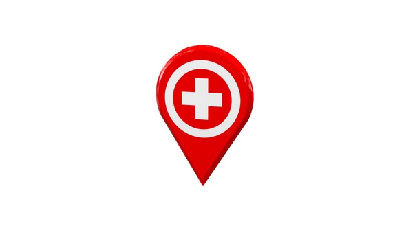 Map Location Pin With Doctor Icon Red V1