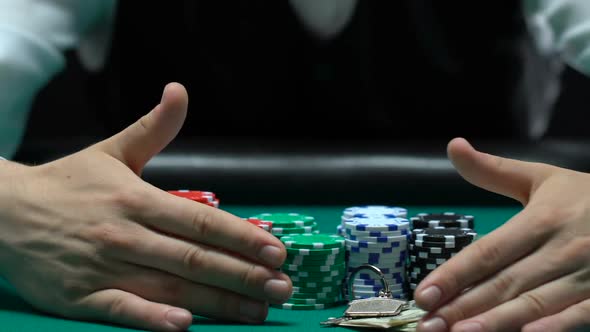 Croupier Taking Away Winnings, Illegal Casino Business, Gambler Losing Property