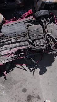 Vertical Video of Destroyed Cars in the City of Irpin Ukraine