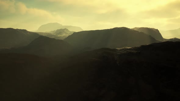 Desert Landscape of the Pamir Mountains in Fog