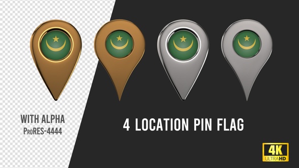 Mauritania Flag Location Pins Silver And Gold