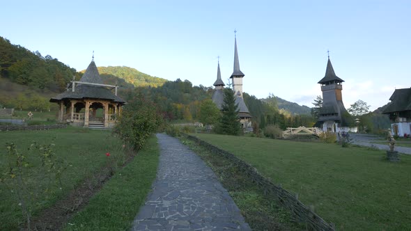 Wooden buildings at Barsana Monastery