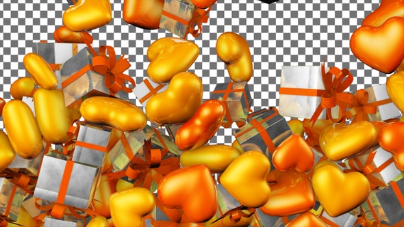 Valentines Day Hearts and Gift Boxes Transition – Gold Yellow alt