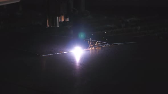 Plasma Cutting of Metal Plate with a Cnc