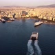 Drone View of Barges Off the Coast of Athens with the City in the Background - VideoHive Item for Sale