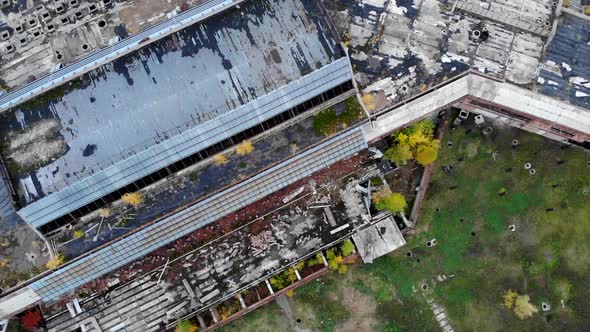 Aerial View on Old Abandoned Airport and Runaway