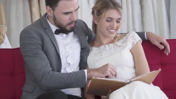 Happy Bride and Groom in Wedding Dress Prepare for Married in Wedding Ceremony