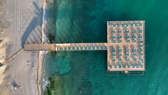 Pier by the sea aerial view Turkey Alanya 4 K
