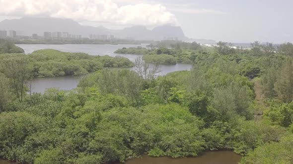 Canal de Marapendi - Barra da Tijuca, rio de Janeiro, Brasil. Drone shot flying over the marapendi l