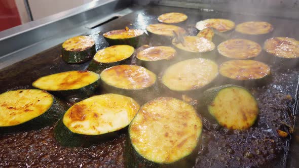 Roasting Zucchini Slices on a Stove
