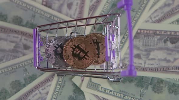 Money Cart and Money Coins Are Spinning Into It