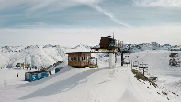 Livigno Italy  February 21 2022 Aerial View of Livigno Ski Resort in Lombardy Italy