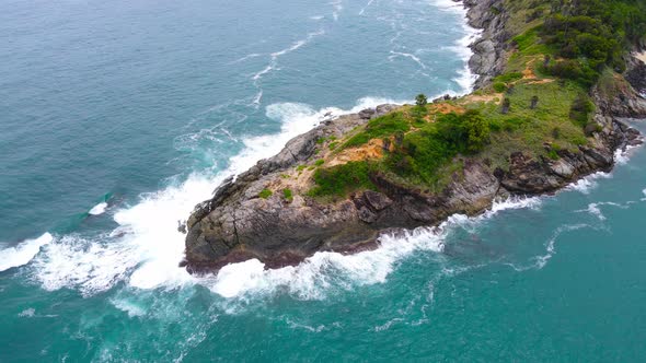 Aerial view of drone of the coast of the region sea