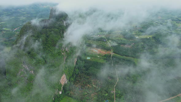 Drone are flying over beautiful clouds and mountains