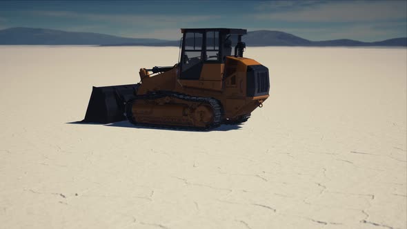 Road Grading Machine on the Salt Desert Road