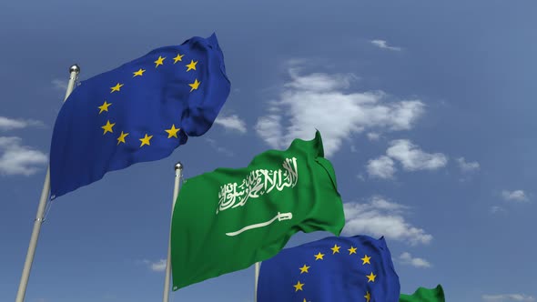 Flags of Saudi Arabia and the European Union