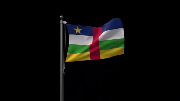 Central African Republic Flag On Flagpole With Alpha Channel