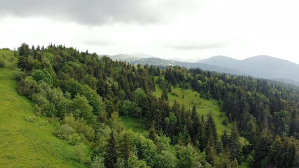 Aerial Drone View: Fabulous View of the Carpathian Mountains in Ukraine, The Mountain Tops 