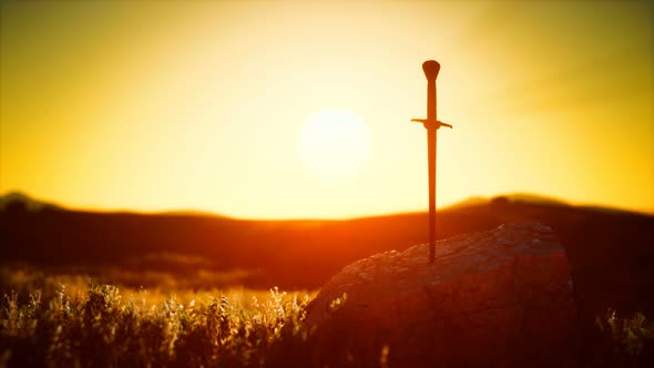 Famous Sword Excalibur of King Arthur in the Rock alt