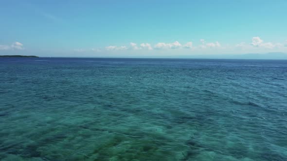 Fly Along White Sand Beach Small Tropical Island