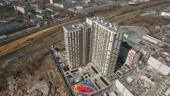 Aerial View of Apartment Complex Under Construction in Moscow, Russia