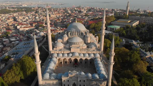 Aerial view of Suleymaniye Mosque in Fatih, Istanbul, Turkey