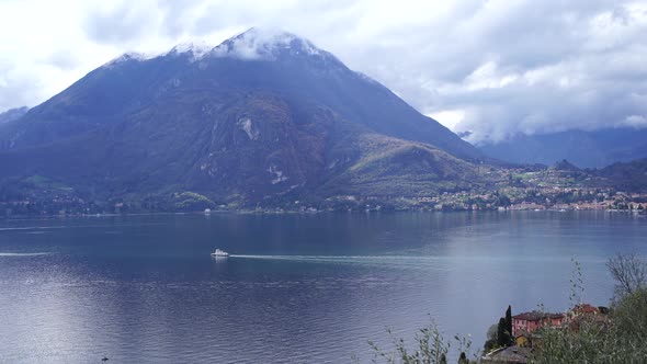 Town at the Foot of the Alpine Mountains on Lake Como