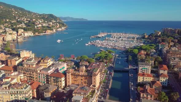 Aerial View of the Italian Riviera, Rapallo, Italy