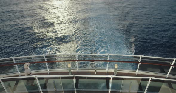 Attractive woman running on a ship