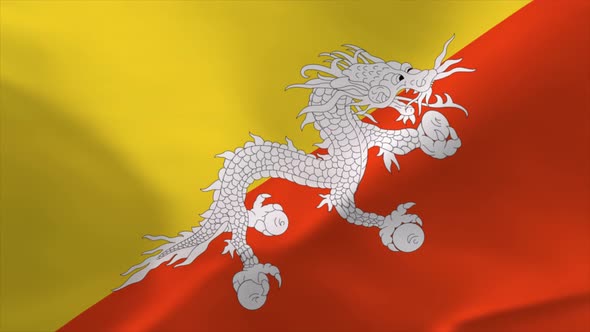 Bhutan Waving Flag 4K Moving Wallpaper Background
