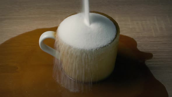 Unhealthy Diet Sugar Poured Into Hot Drink