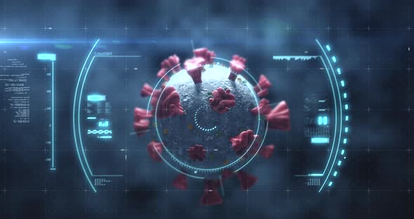 Scope scanning and checking Coronavirus Covid-19 cell through blood cells on black back alt