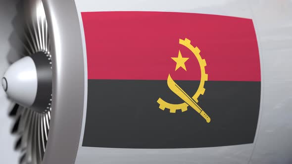 Airplane Engine with Flag of Angola