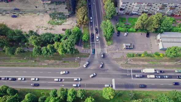 Traffic on the Road Junction in City