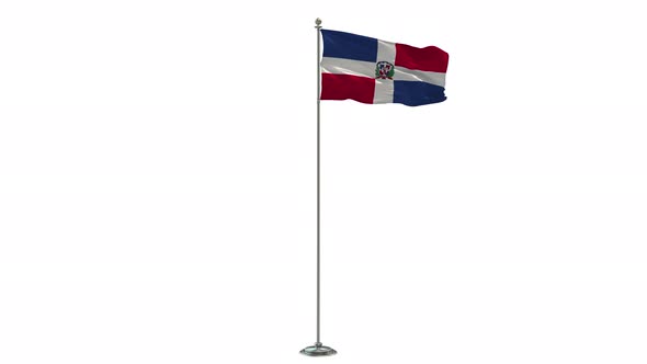 Dominican Republic  3D Illustration Of The Waving flag On Long  Pole With Alpha alt
