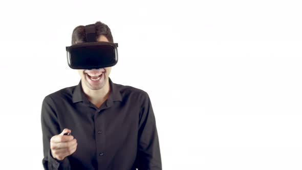 Man Wearing Virtual Reality Goggles